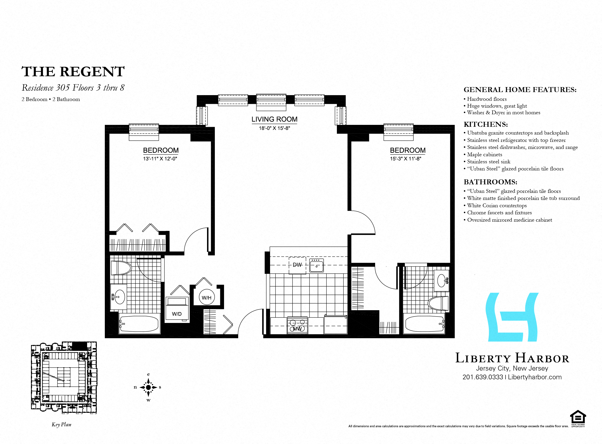 Floor plan for 2 beds, 2 baths, 1081 sqft